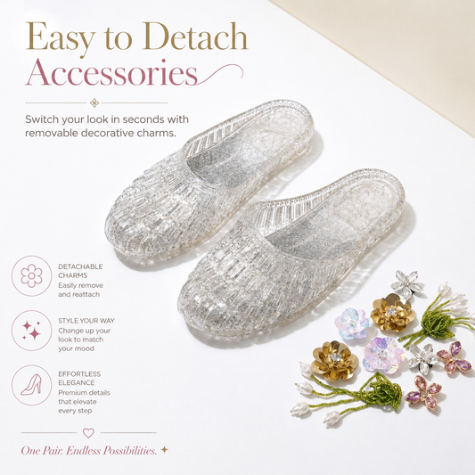 Crystal Bloom Embellished Jelly Flats