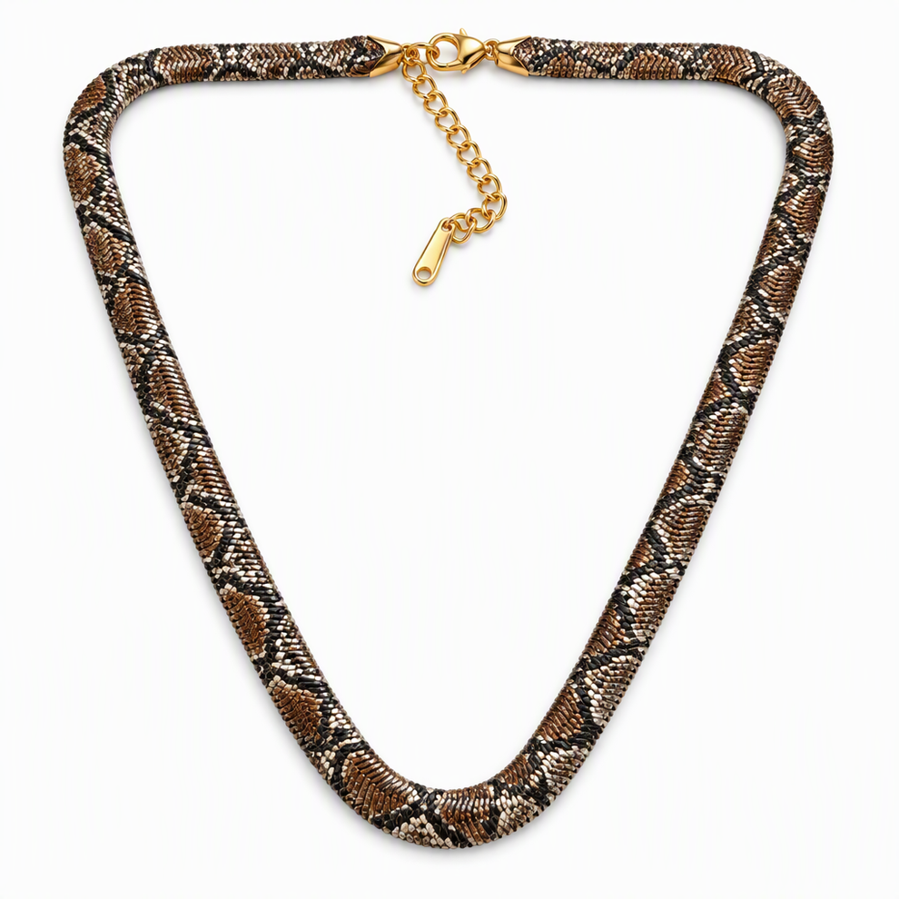 Bronze Serpent laid flat with gold-tone clasp