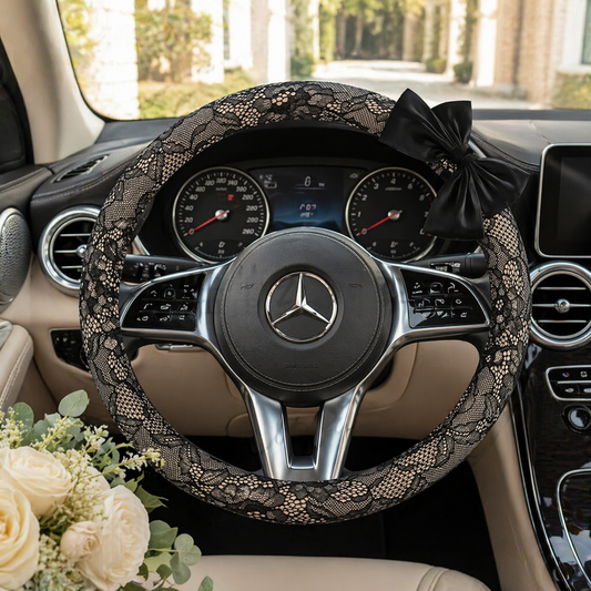 Chic Lace Bow Steering Wheel Cover