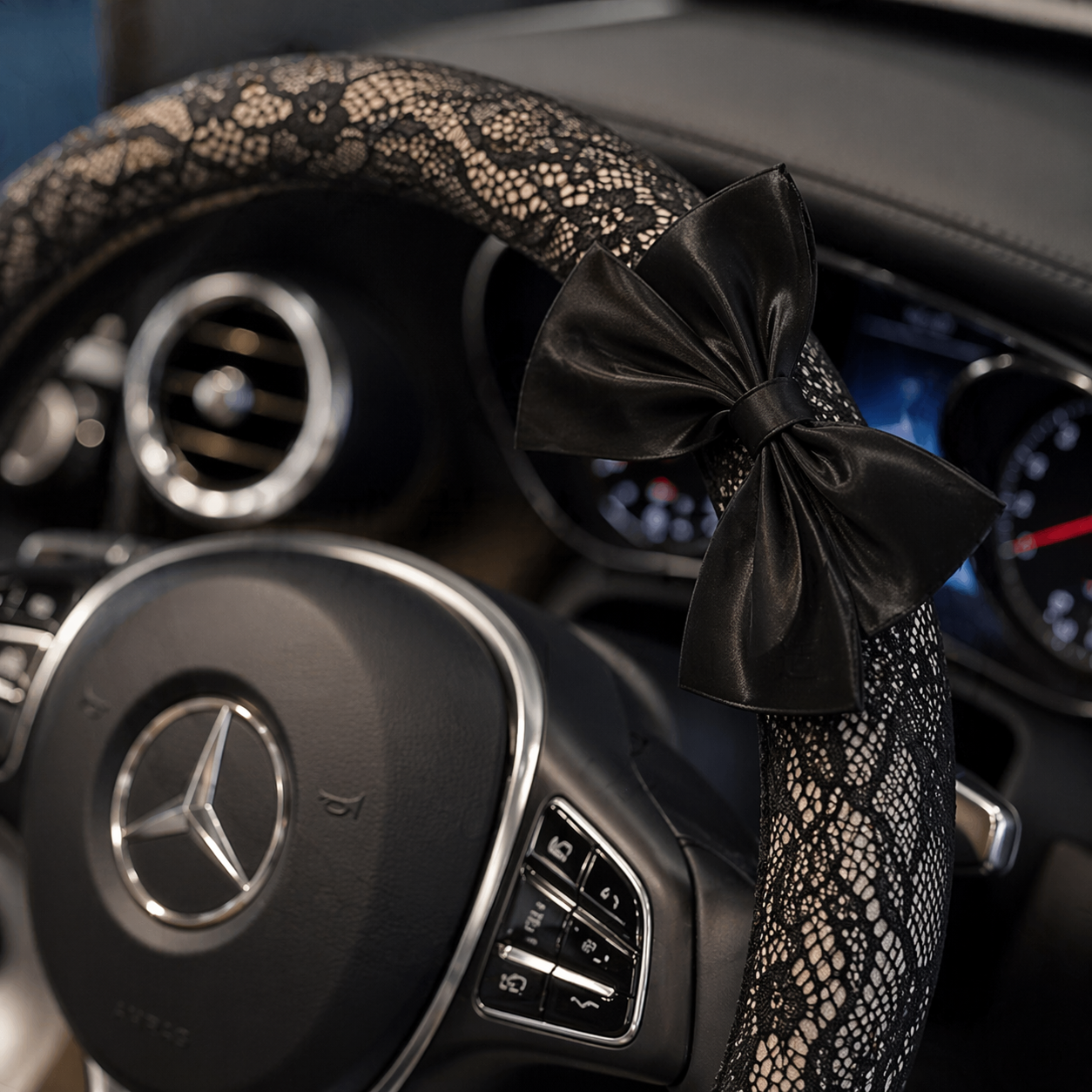 Chic Lace Bow Steering Wheel Cover