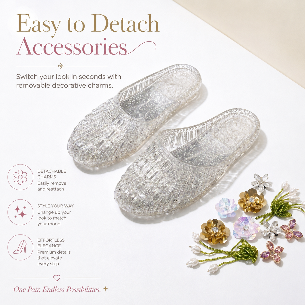 Crystal Bloom Embellished Jelly Flats